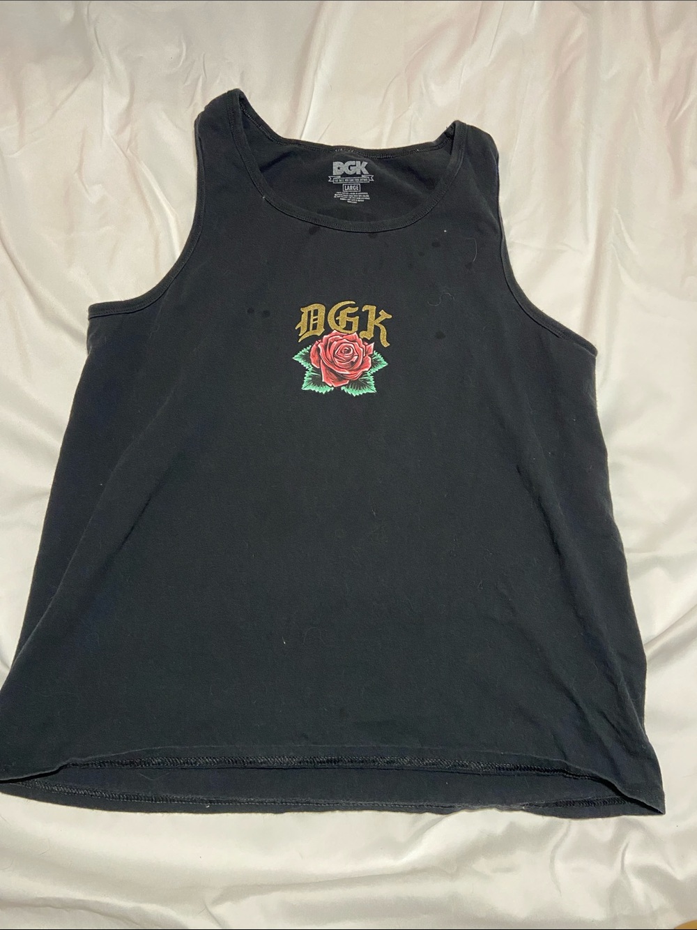 DGK Black Tank with Red Rose and Gold Logo